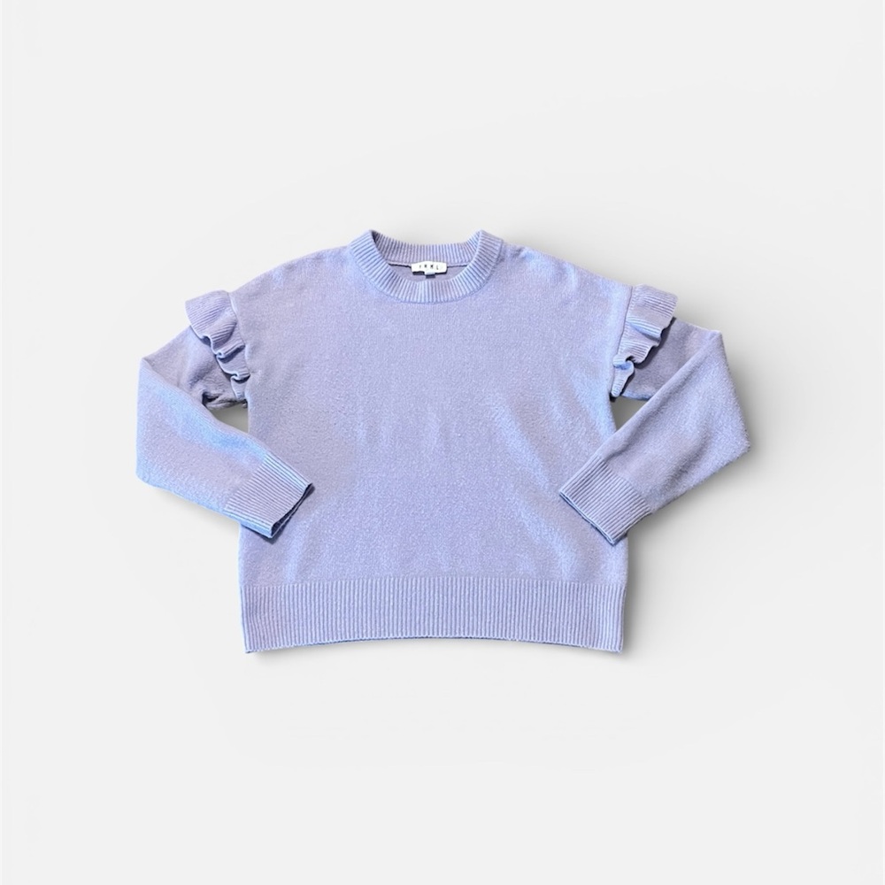 Anthropologie THML Ruffle Sleeve Crew Neck Sweater in Lilac Sz Medium